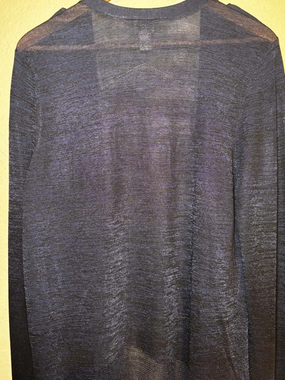 Chico’s Long Navy Black Cardigan Size 2 Duster Open Front Lightweight Layer - Picture 12 of 15